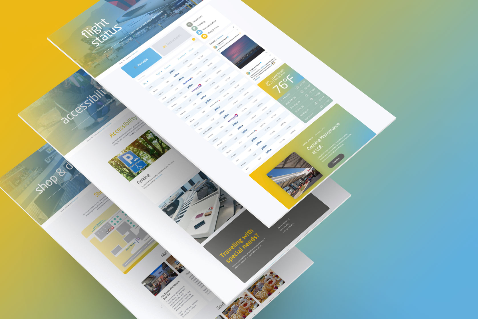 Page templates designed for Long Beach Airport