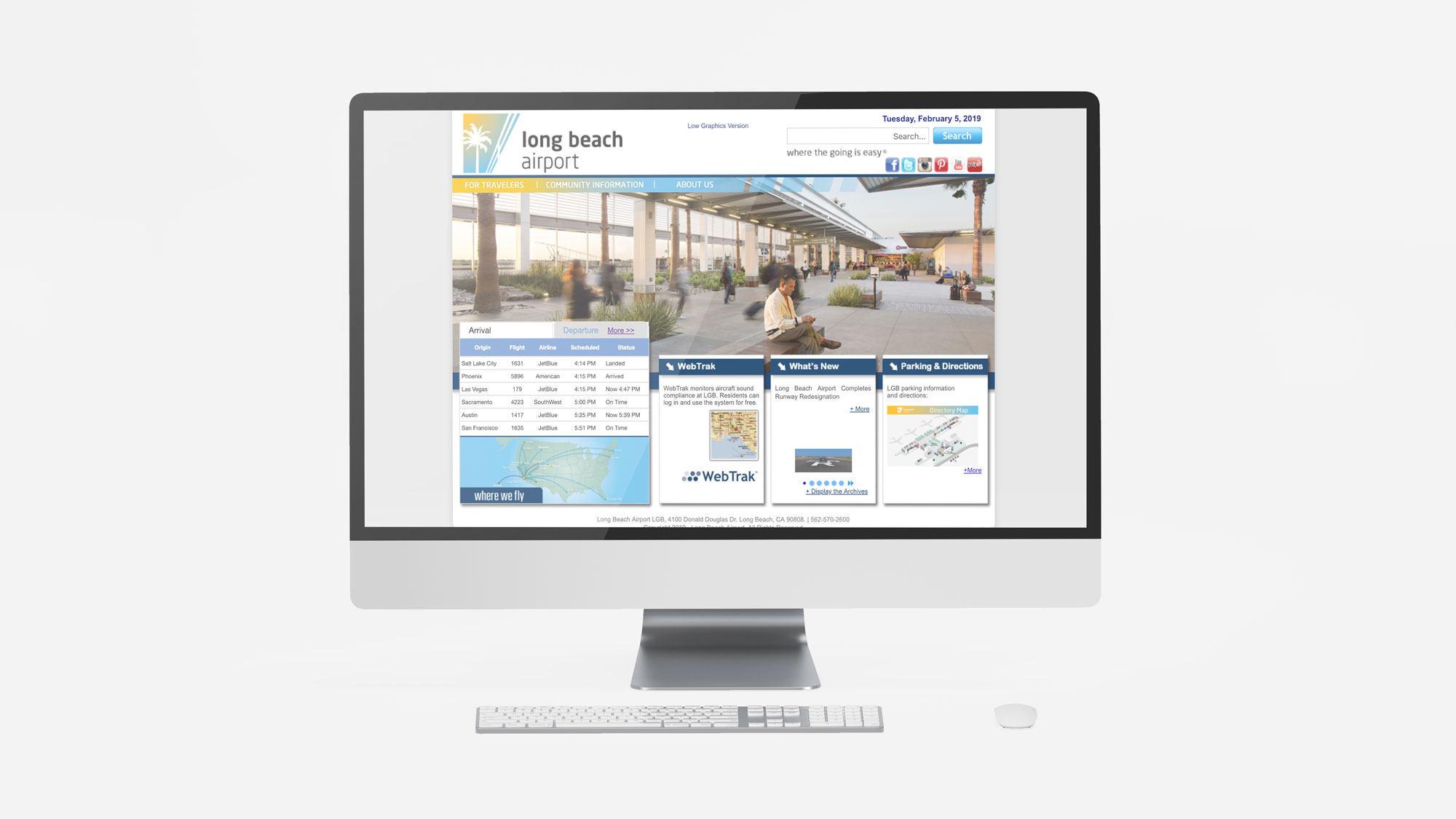 Long Beach Airport homepage mockup (before)