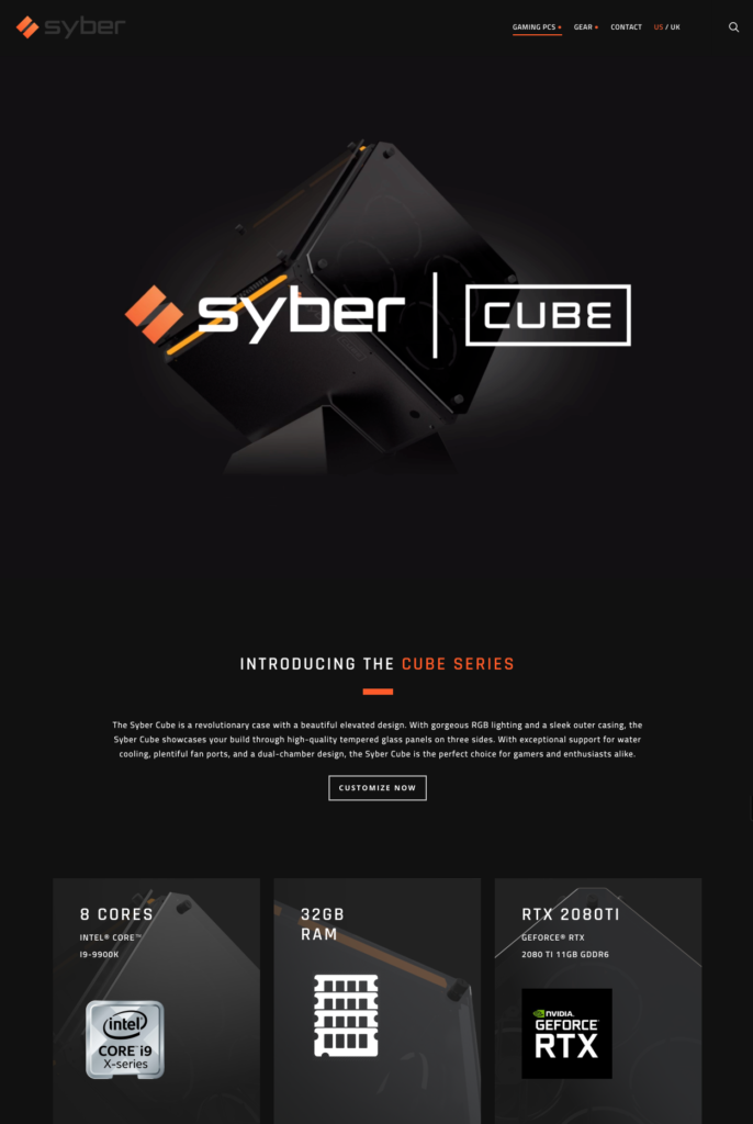 Syber product landing page design