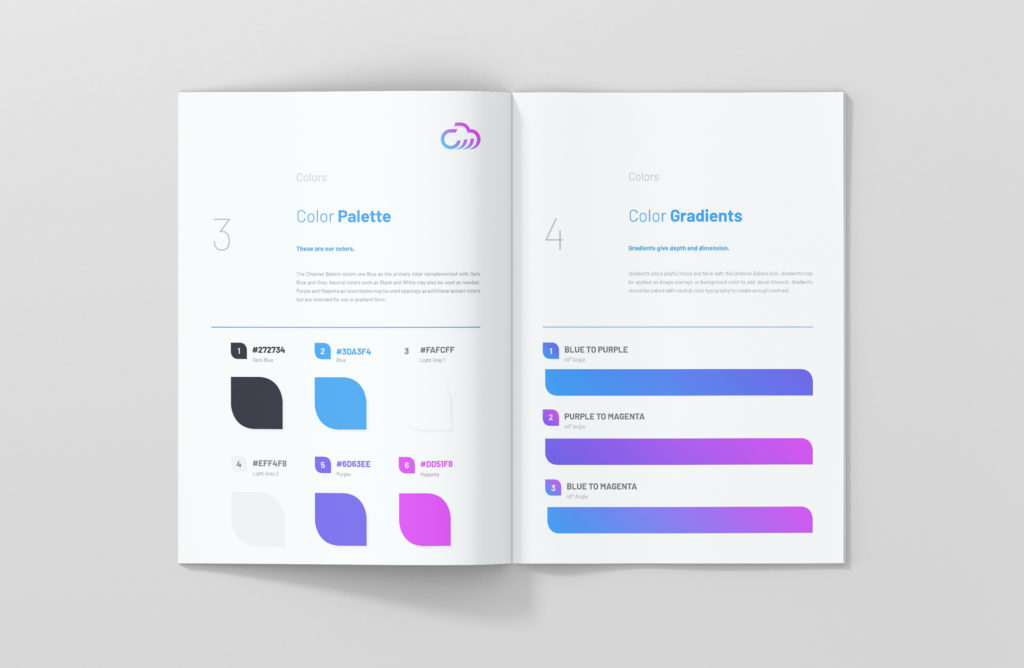 Channel Bakers brand identity book sample