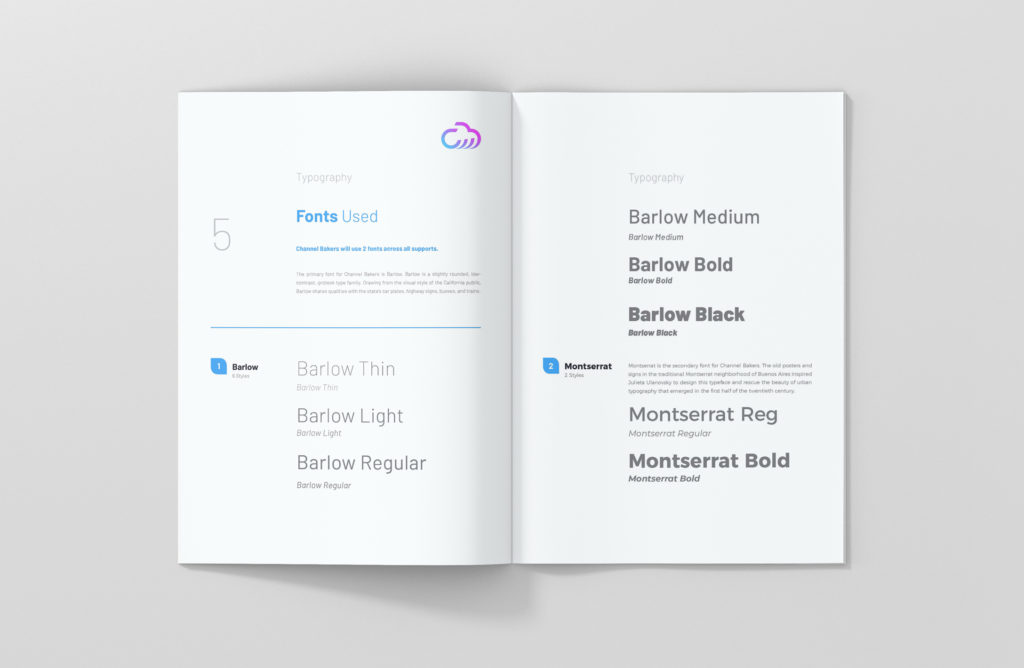 Channel Bakers brand identity book sample